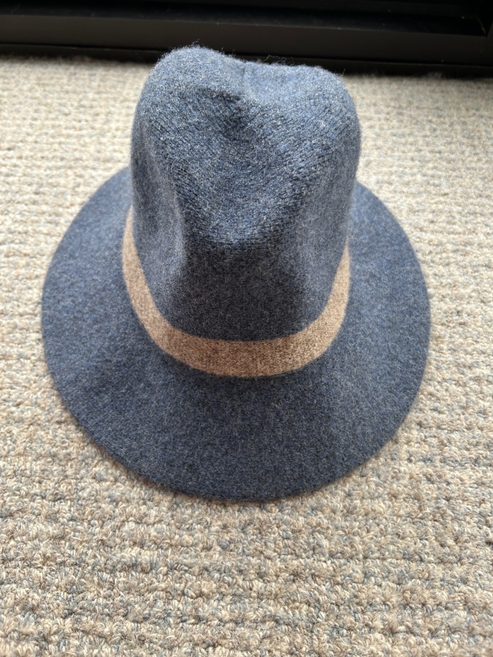 Shihreen wool blend ABBEY Fedora hat - heathered blue with tan band